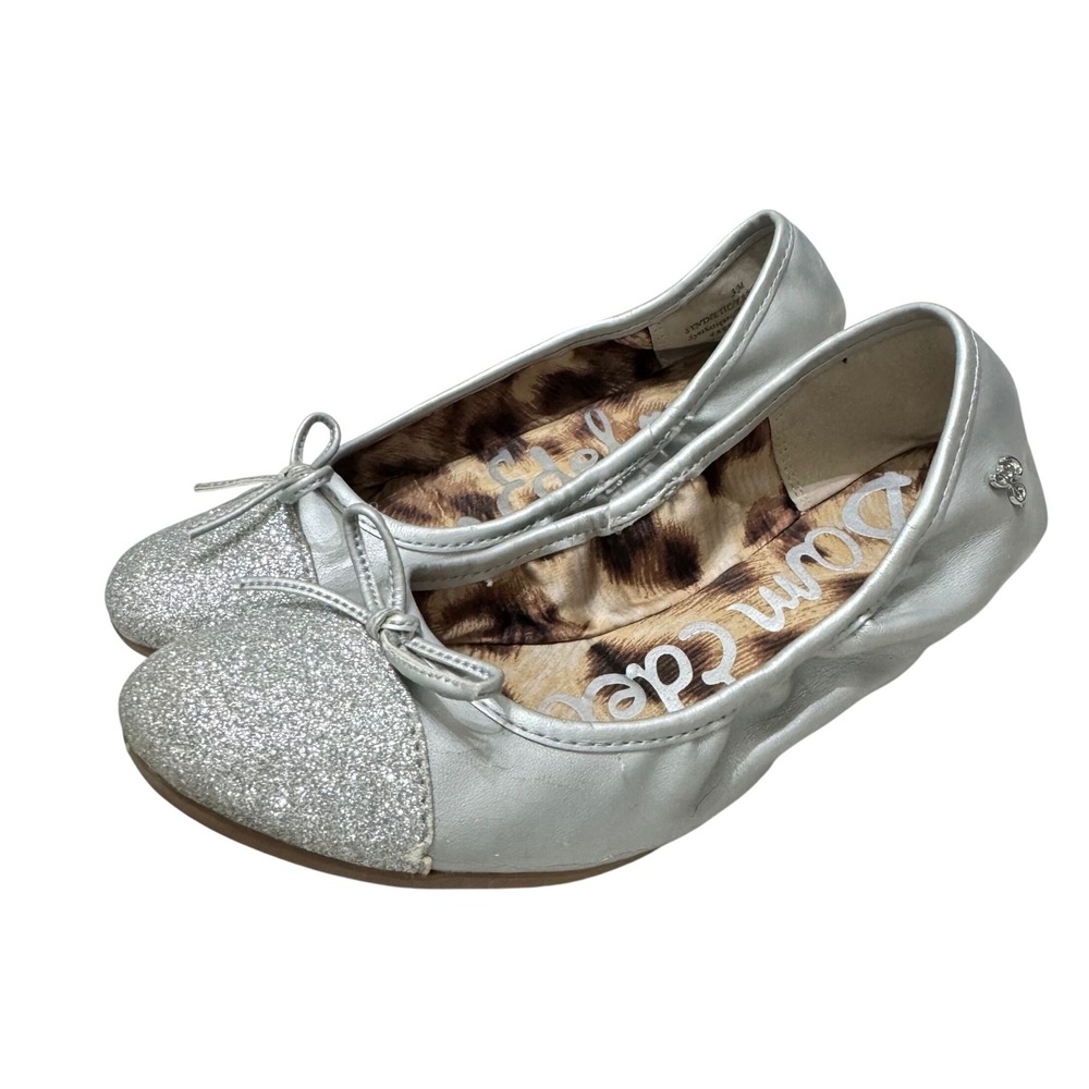 Sam Edelman Farrah‎ II Ballet Flat Girls 3M Silver Glitter Cap Toe